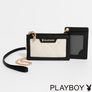 【PLAYBOY】二合一證件套零錢包 Limelight系列(黑白色)