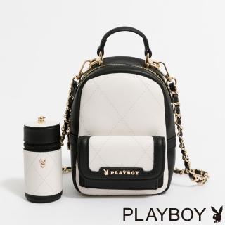 【PLAYBOY】後揹包可斜背 Limelight系列(黑白色)