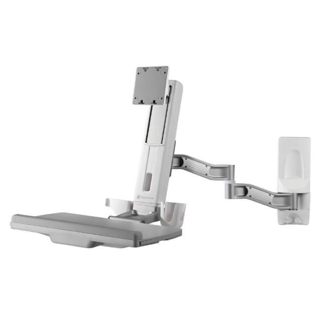 【ErgoGrade】壁掛式螢幕坐站兩用雙旋臂互動工作站EGOEW20Q(工作桌/電腦螢幕架/長臂/旋臂架/桌上型支架)