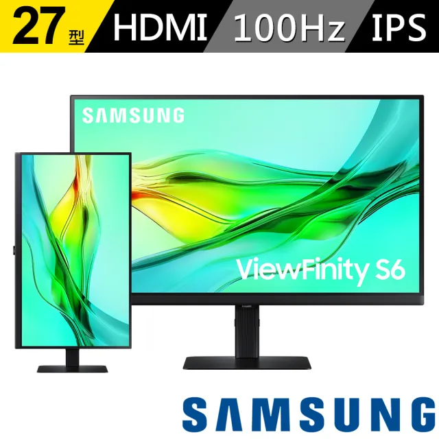 【SAMSUNG 三星】S27D606UAC 27型 2K ViewFinity S6 創作者專業螢幕(IPS/HDR/Type-C/90W/sRGB99%升降旋轉)