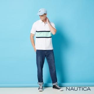 【NAUTICA】男裝 百搭休閒刷色牛仔長褲(深藍色)