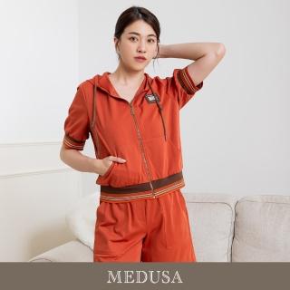 【MEDUSA 曼度莎】現貨-橘紅休閒短袖連帽外套（M-XL）｜女連帽外套 短袖外套(305-1500A)
