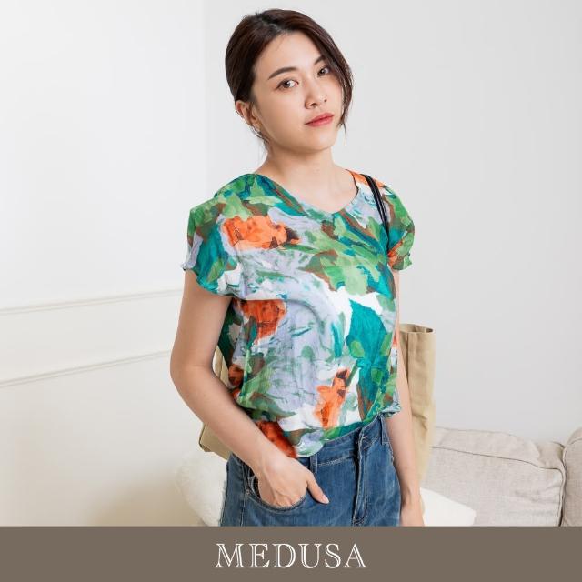 【MEDUSA 曼度莎】現貨-小清新印花天絲棉上衣（M-XL）｜女短袖上衣 涼感上衣(301-59501)