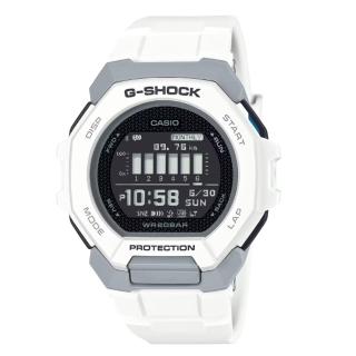 【CASIO 卡西歐】G-SHOCK G-SQUAD 藍芽 強悍運動型錶款 簡約白 GBD-300-7 47.4mm