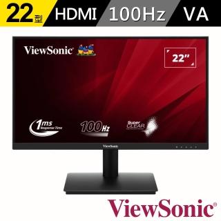 【ViewSonic 優派】VA220-H 22型 100Hz FHD窄邊框螢幕(VA/HDMI/VGA/1ms/抗藍光/零閃屏/窄邊框)