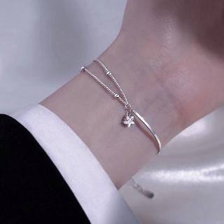 【LEESA】純銀手鍊\鋯石手鍊\高階飾品\手鍊女\手環\雙層手鍊\星星手鍊\簡約手環\in手鍊\輕奢\閨