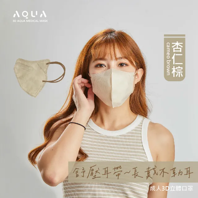 【水舞生醫】3D成人醫用口罩 單色款(日本修飾臉版型 30入/盒)