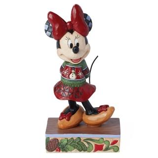 【Enesco】精品家飾 Disney 迪士尼 米妮穿毛衣聖誕塑像居家擺飾