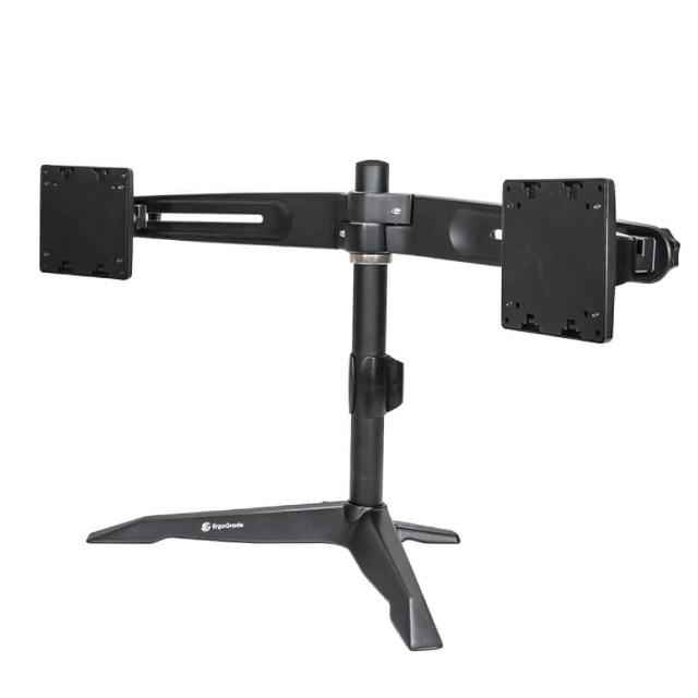 ErgoGrade EGTS742Q 雙螢幕支架採用高強度鋁合金材質，輕便耐用，支援12.5吋至24吋螢幕，最大承載重量達10KG。符合國際VESA安裝標準，提供穩定支架與靈活調節功能，適合用於筆記型電腦、顯示器等多種裝置，提升工作效率與舒適度。