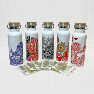 【厚禮樹】獨家限量 洪易大師-文創藝術竹蓋不鏽鋼保溫瓶禮盒(甲辰龍年/桂花烏龍茶包/304不鏽鋼/運動攜帶)