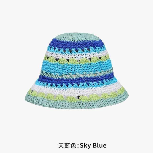 【巴黎精品】現貨+預購 渡假草帽遮陽帽編織帽防紫外線抗UV大帽簷(拼色鏤空針織漁夫帽女帽子5色a1fo58)