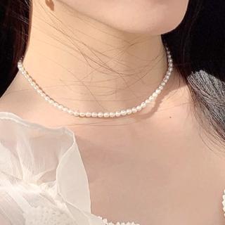 【LEESA】珍珠項鍊\串珠項鍊\法式項鍊\鎖骨鏈\短項鍊\項鍊女\氣質項鍊\閨蜜項鍊\疊戴項鍊\ins項