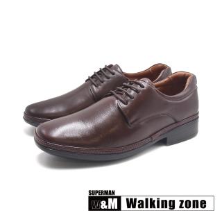 【WALKING ZONE】男 SUPERMAN系列 經典紳士綁帶輕量減壓皮鞋 男鞋(咖啡色)