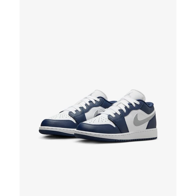 NIKE 耐吉 運動鞋 休閒鞋 女鞋 中大童 男鞋 AIR JORDAN 1 LOW GS MIDNIGHT NAVY 白 藍(553560141)