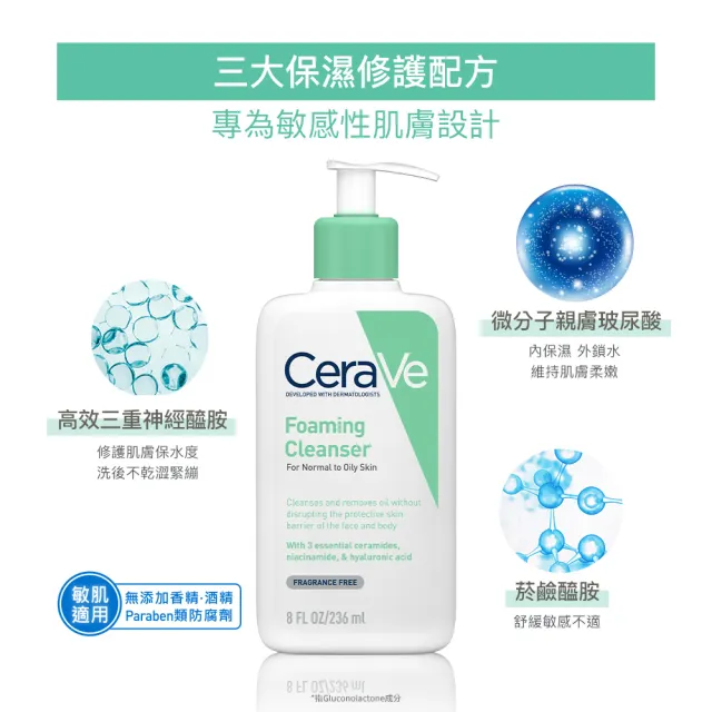 【CeraVe 適樂膚】溫和潔顏雙入組★溫和泡沫潔膚露 473ml*2_B(泡沫質地)