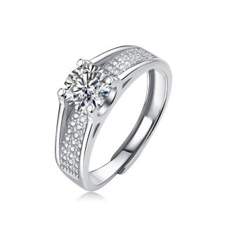 【巴黎精品】現貨+預購 莫桑鑽石戒指飾品配件925純銀戒指婚戒鑽戒(1克拉對戒莫桑鑽戒指a1ex75)