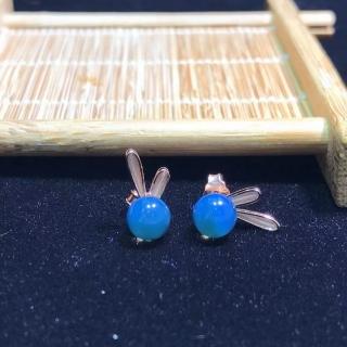 【勝弘珠寶】多明尼加藍珀力兔上進耳環-6mm