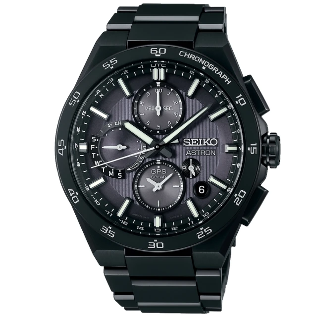 SEIKO 精工 黑標 Astron 太陽能 GPS定位 鈦金屬計時腕錶(SSH155J / 5X83-0AA0SD)