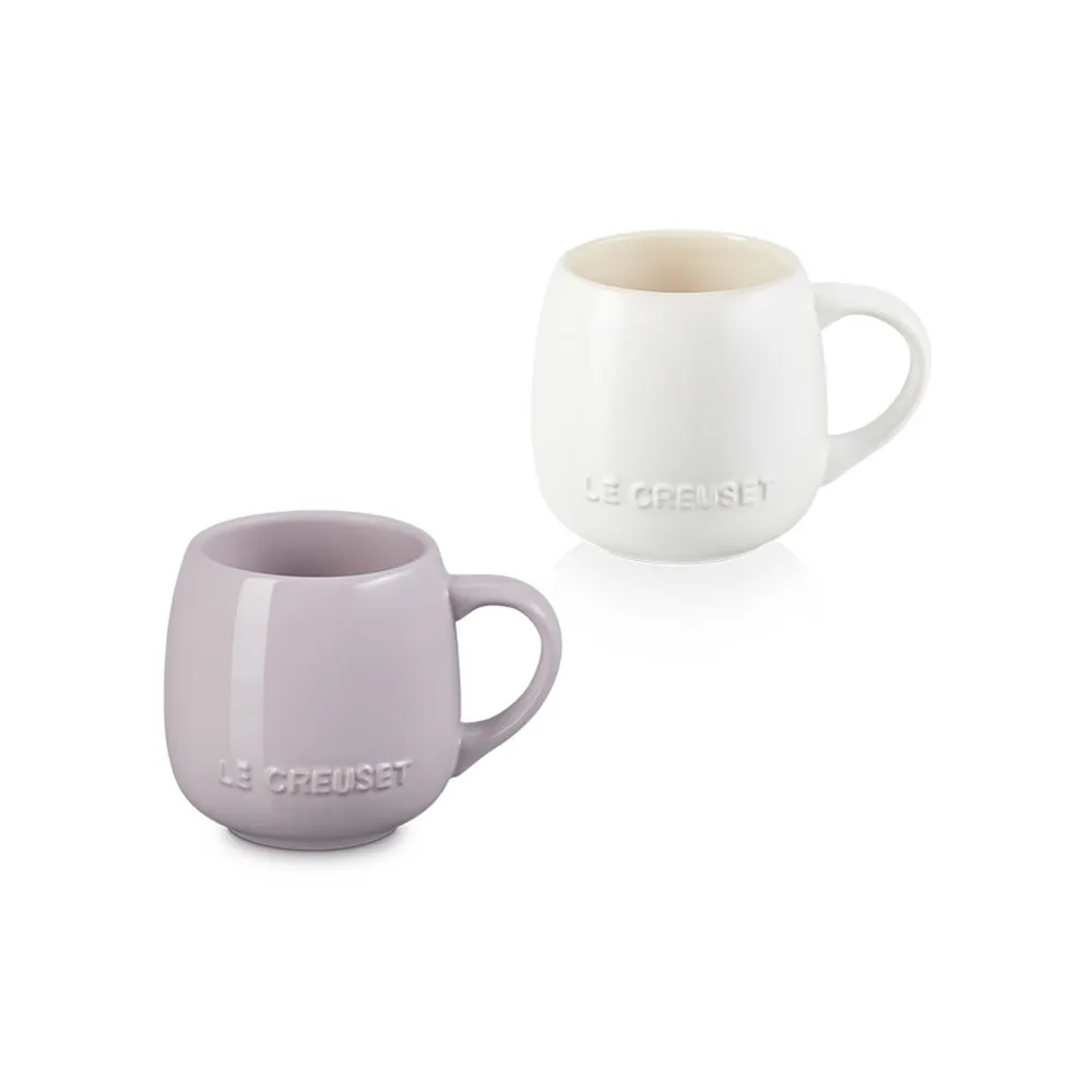 【Le Creuset】花蕾系列瓷器馬克杯320ml(柔粉紫/棉花白 二色選一)