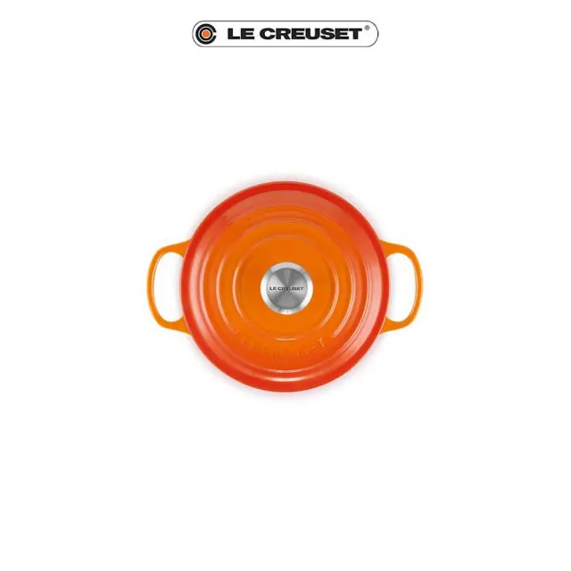 【Le Creuset】典藏琺瑯鑄鐵鍋圓鍋  18cm(火焰橘-鋼頭)