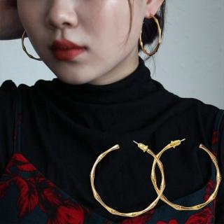 【KT DADA】618 包包 純銀耳環 純銀飾品 歐美飾品 竹節造型耳環 大耳環 個性耳環 圈圈耳環 韓國耳環 Y2K