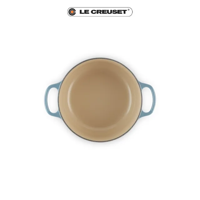 【Le Creuset】典藏琺瑯鑄鐵鍋圓鍋 20cm(水手藍-鋼頭)