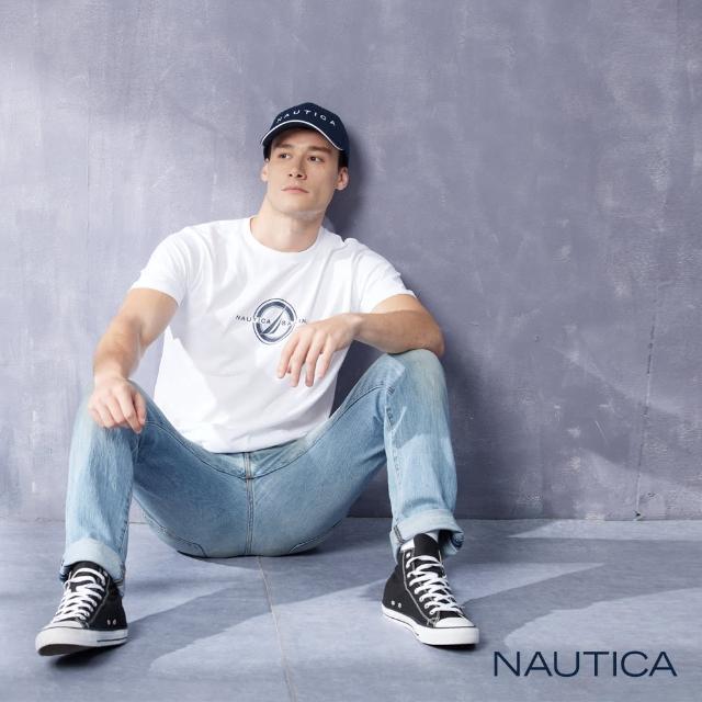 【NAUTICA】男裝 簡約圓形品牌LOGO短袖T恤(白色)