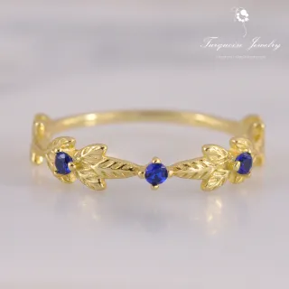 【Turquoise Jewelry】輕珠寶系列Vintage風橄欖葉藍鋯石S925銀鍍金戒指(tqst0002)