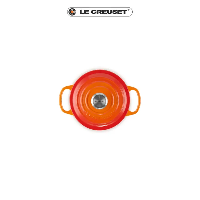 【Le Creuset】典藏琺瑯鑄鐵鍋圓鍋 16cm(火焰橘-鋼頭)