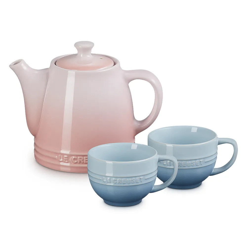 【Le Creuset】瓷器新娘系列茶具組(貝殼粉/海岸藍)