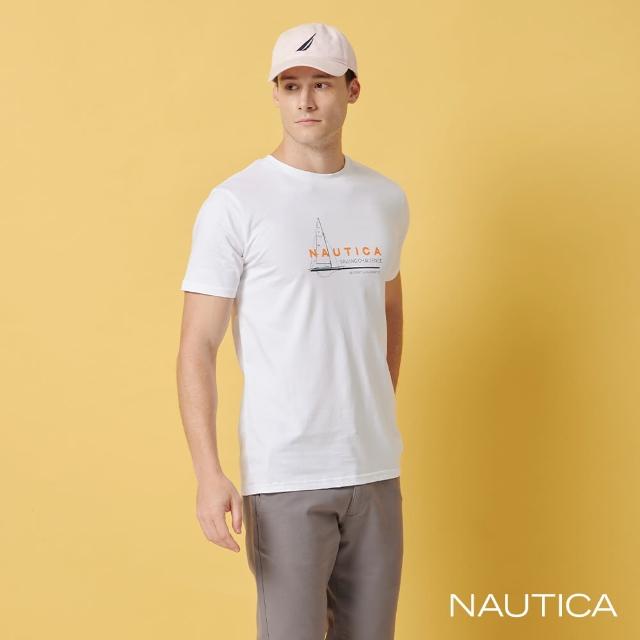 【NAUTICA】男裝 品牌LOGO美式休閒T恤(白色)