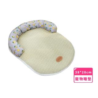 【四季通用】涼爽透氣寵物U型睡枕藤編涼蓆(睡墊 狗窩 貓咪 床墊 地墊 寵物床 涼席 小型犬)