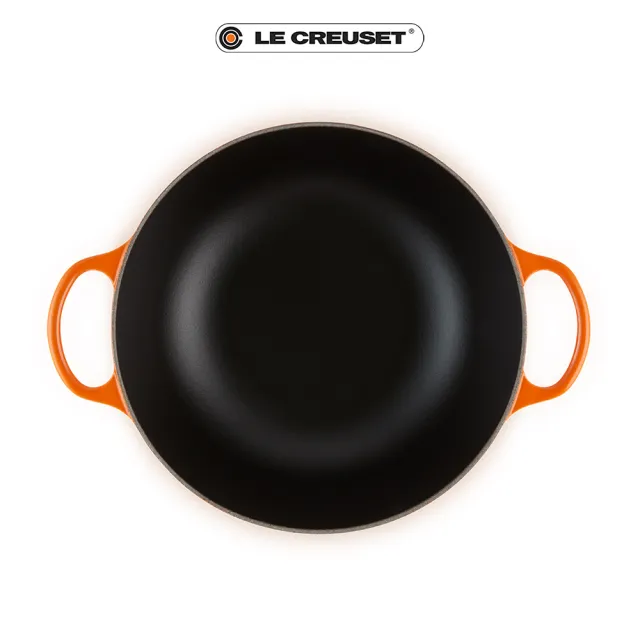 【Le Creuset】典藏琺瑯鑄鐵鍋媽咪鍋26cm(火焰橘-鋼頭)