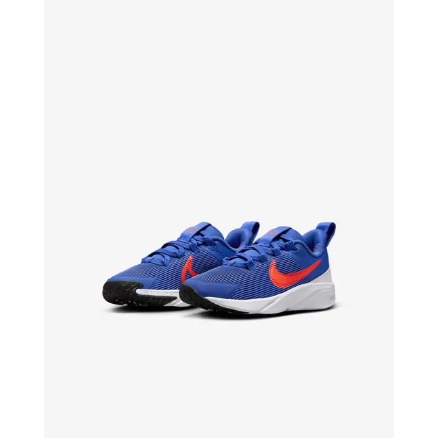 【NIKE 耐吉】運動鞋 跑鞋 慢跑鞋 中大童 NIKE STAR RUNNER 4 NN PS 藍 紅 彈性鞋帶(DX7614402)