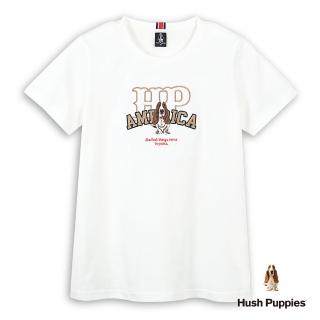 【Hush Puppies】女裝 T恤 經典造型HP刺繡狗T恤(米白 / 44211104)