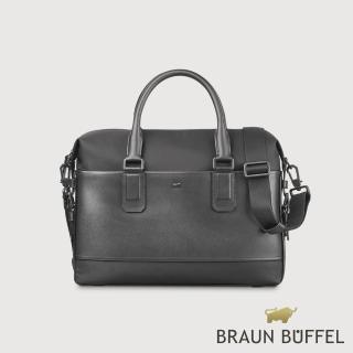 【BRAUN BUFFEL 德國小金牛】尼爾-B 公事包-黑色(BF522-65-BK) 男包送禮推薦