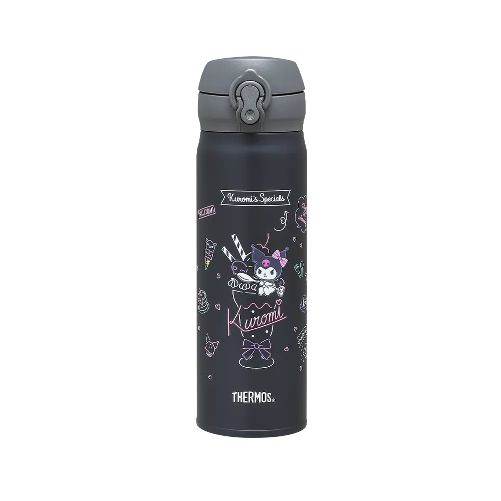 【THERMOS 膳魔師】酷洛米不鏽鋼超輕量彈蓋真空保溫瓶500ml(JNL-504KU-DGY)