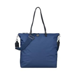 【TORY BURCH】TORY BURCH立體LOGO拉鍊尼龍肩背斜背包(海軍藍)
