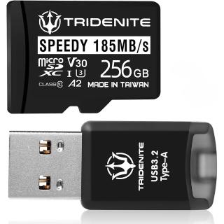【TRIDENITE】SPEEDY MicroSD 256GB超頻記憶卡 DDR-200(搭配原廠USB 3.2 Type-A讀卡機)