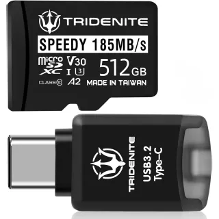 【TRIDENITE】SPEEDY MicroSD 512GB超頻記憶卡 DDR-200(搭配原廠USB 3.2 Type-C讀卡機)