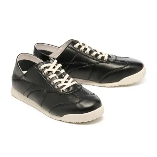 【MISS 21】日常率性純色系全真皮綁帶厚底休閒鞋(黑)