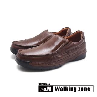 【WALKING ZONE】男 SUPERMAN系列 牛皮彈力減壓皮鞋 男鞋(咖啡色)