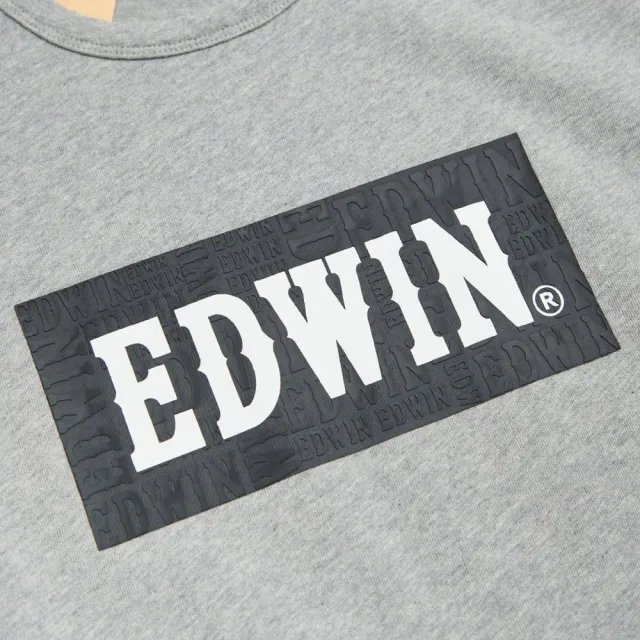 【EDWIN】男裝 人氣復刻款 經典大LOGO短袖T恤(麻灰色)