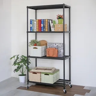 【居家cheaper】鬃耀黑 高荷重 45X90X158CM菱形網四層推車(層板平均每層荷重250公斤不含輪)