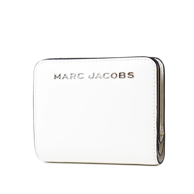 MARC JACOBS 馬克賈伯 金屬LOGO防刮十字紋釦式短夾-棉花白