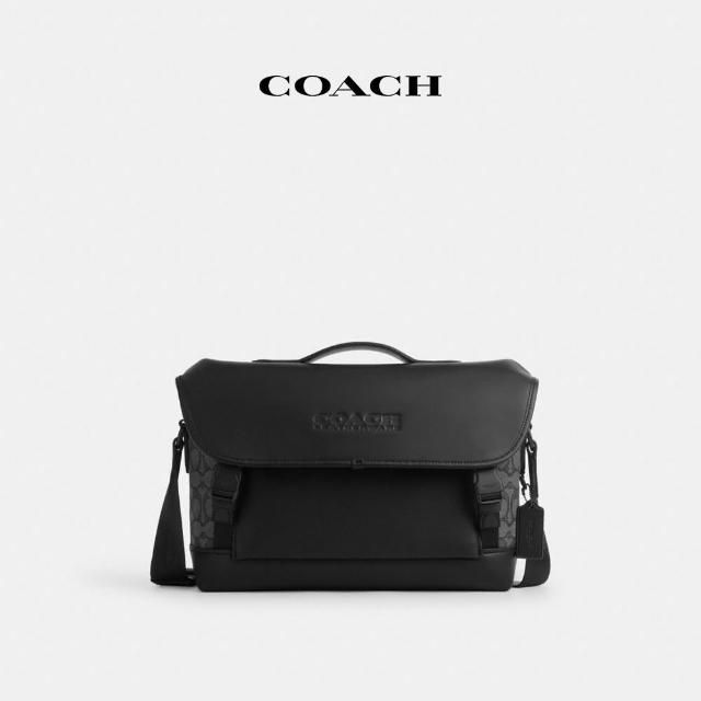 【COACH】蔻馳官方直營 LEAGUE經典Logo騎行手袋-炭黑色/黑色(CU369)