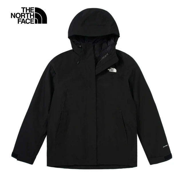 The North Face 北面女款黑色防水保暖舒適可調節連帽三合一外套｜89Y3JK3