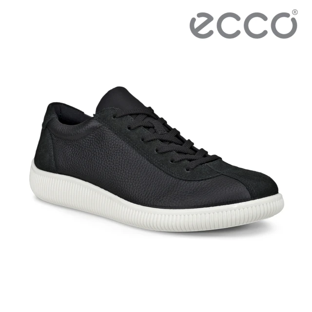 ecco SOFT ZERO W 柔酷零點復古保齡球皮革休閒鞋 女鞋(黑色 22025351052)