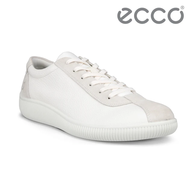 ecco SOFT ZERO 柔酷零點復古保齡球皮革休閒鞋 男鞋(白色/灰白色 53775452292)