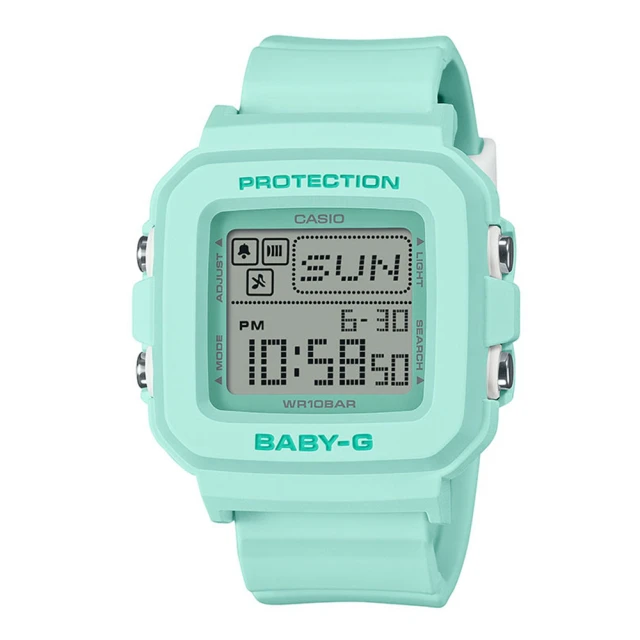 CASIO 卡西歐 BABY-G +PLUS系列/39mm/可愛方型 薄荷綠(BGD-10-3)